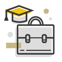 sombrero de graduado y maletín