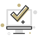marca de verificación en el icono del ordenador de la pantalla